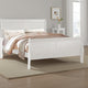 Nin Queen Size Sleigh Bed, Minimalist Style Headboard, Classic White Wood