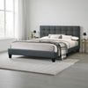 Dex Modern Platform King Size Bed, Plush Tufted Upholstery, Charcoal Gray