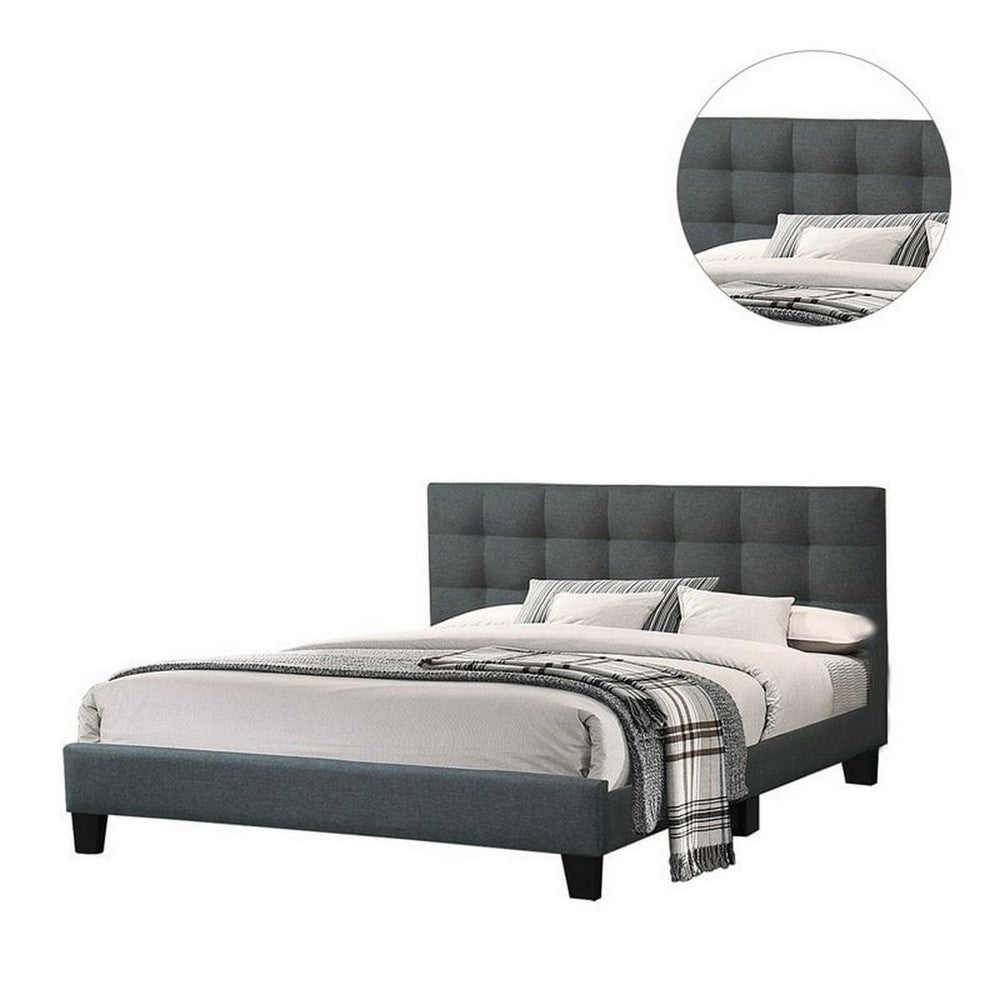 Dex Queen Size Bed Plush Tufted Upholstery Charcoal Gray By Casagear Home