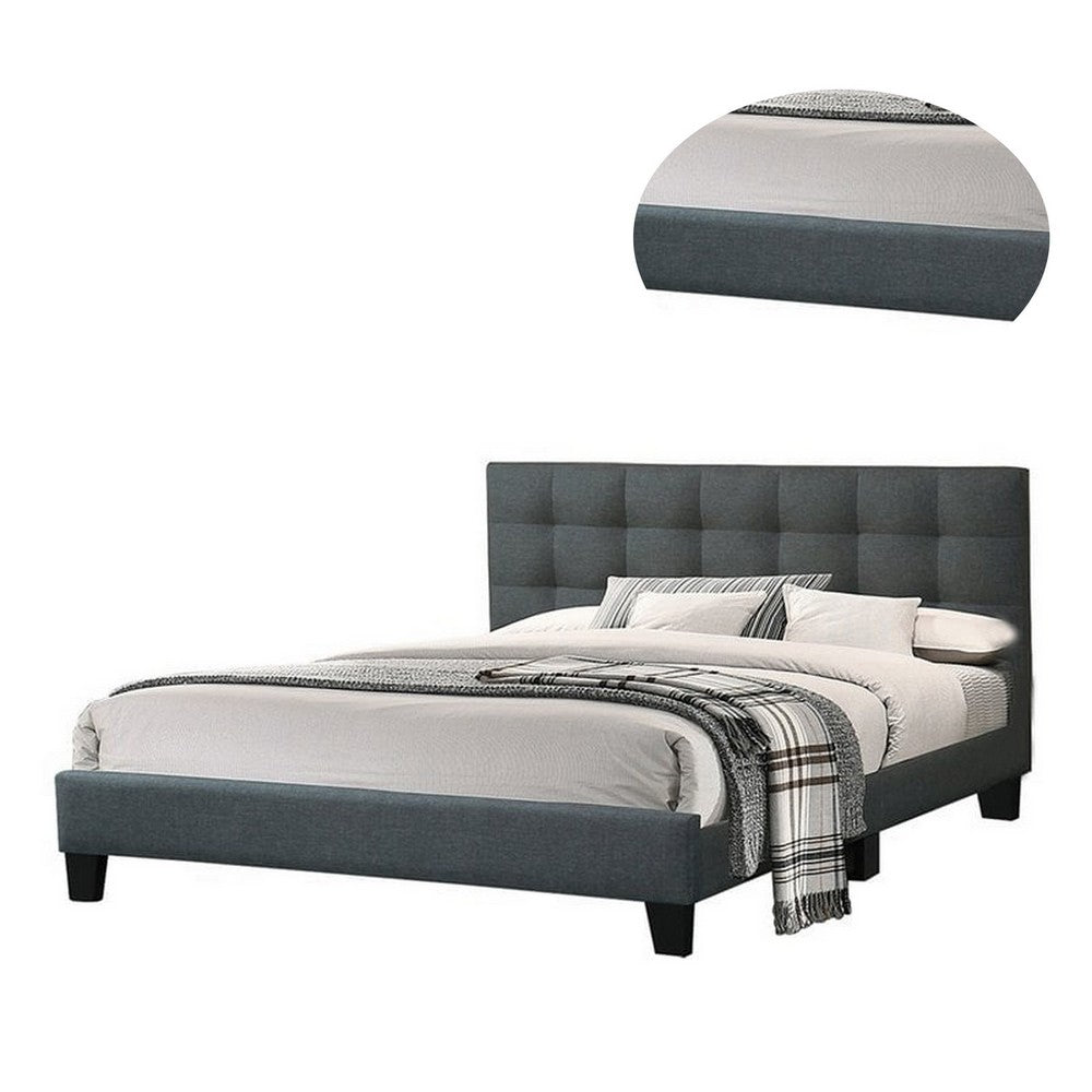 Dex Queen Size Bed Plush Tufted Upholstery Charcoal Gray By Casagear Home