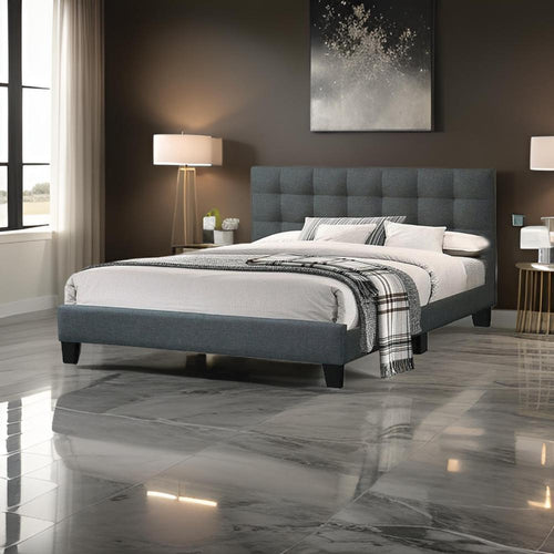 Dex Queen Size Bed, Plush Tufted Upholstery, Charcoal Gray By Casagear Home