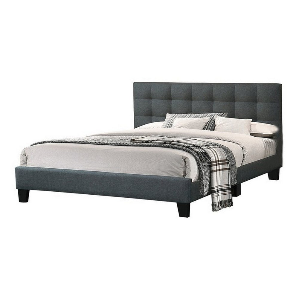 Dex Queen Size Bed Plush Tufted Upholstery Charcoal Gray By Casagear Home