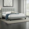 Dex Modern Platform King Size Bed, Plush Tufted Upholstery, Light Gray
