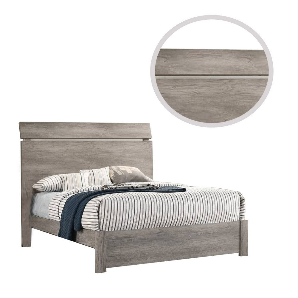 Posy Platform California King Bed Split Headboard Distressed Gray Wood By Casagear Home BM301441