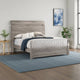 Posy Platform Queen Size Bed with Split Headboard, Distressed Gray Wood