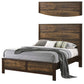 Roki Platform King Size Bed with Panel Design Rustic Dark Brown Finish By Casagear Home BM301445