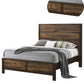 Roki Platform Queen Size Bed with Panel Design Rustic Dark Brown Finish By Casagear Home BM301446