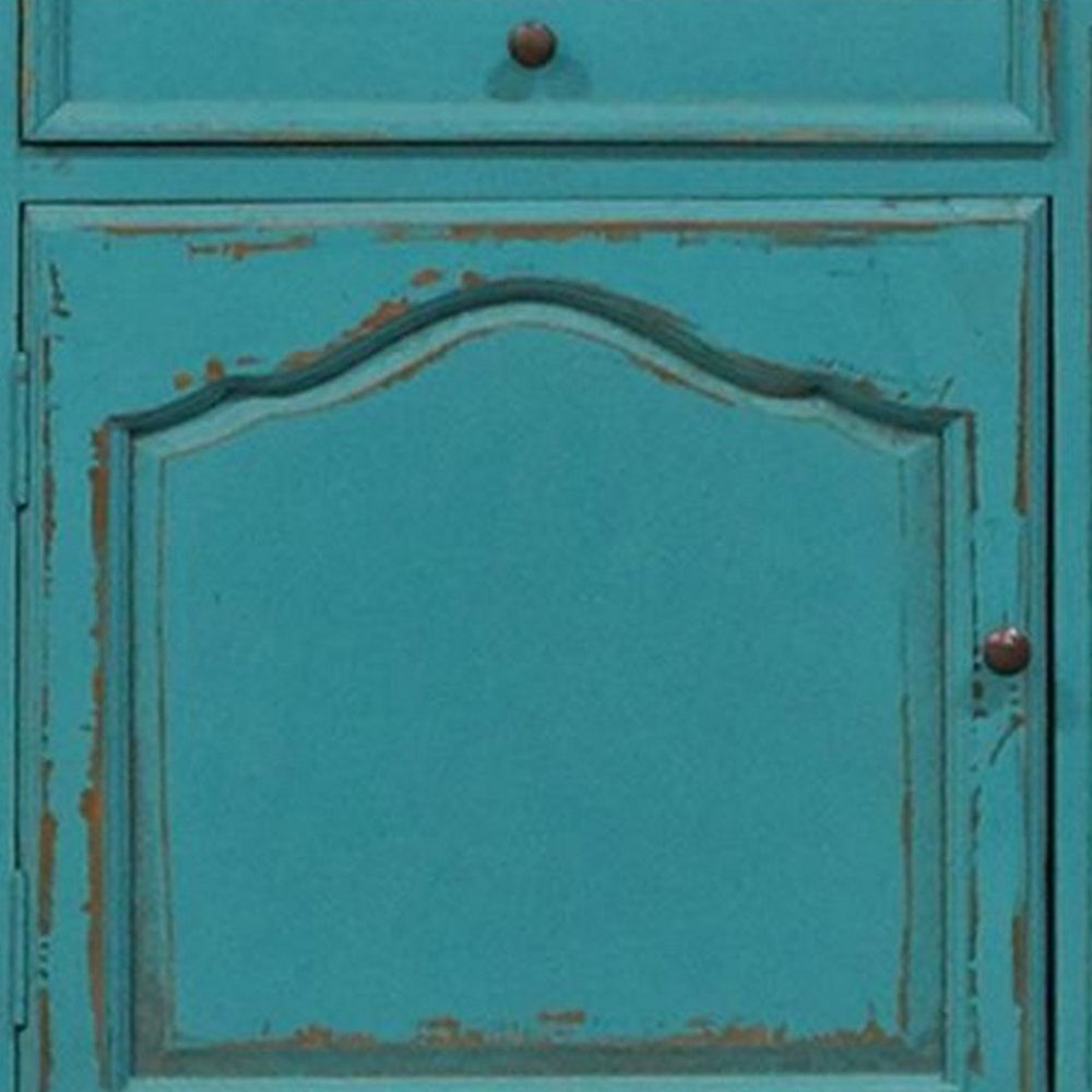 74 Inch Sideboard Buffet Cabinet 3 Doors and Drawers Painted Teal Finish By Casagear Home BM301528