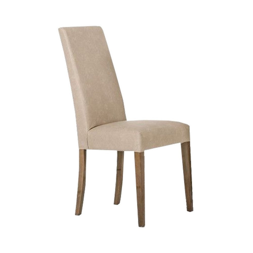 18’’ Dining Chair Set of 2 Beige Vegan Faux Leather By Casagear Home BM301700