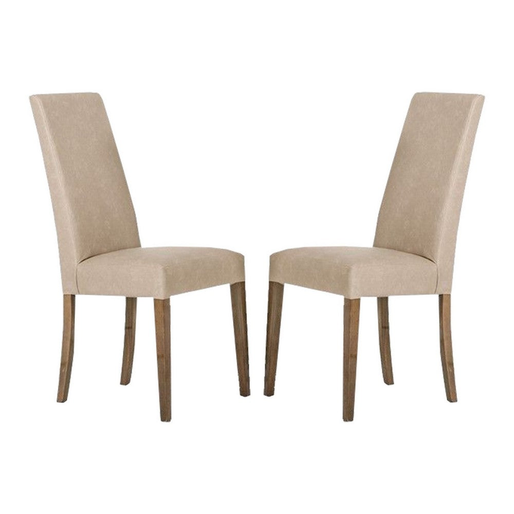 18’’ Dining Chair Set of 2 Beige Vegan Faux Leather By Casagear Home BM301700