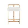 26’’ Counter Stool Gold Metal Frame White Faux Fur Seating By Casagear Home BM301729