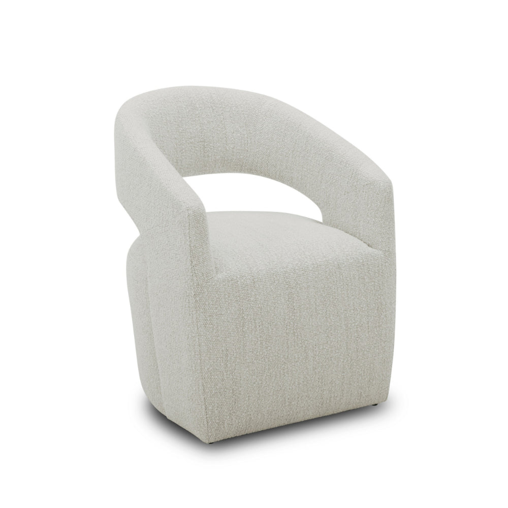 26’ Accent Armchair Textured Cream Fabric Cutout Backrest By Casagear Home BM301747