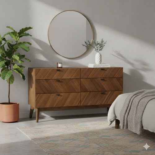 Nova Rem 55" Dresser, 6 Drawers, Metal Handles, Angled Legs By Casagear Home