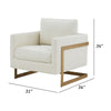 31 Inch Accent Armchair Cream White Textured Fabric Gold Cantilever Frame By Casagear Home BM301796