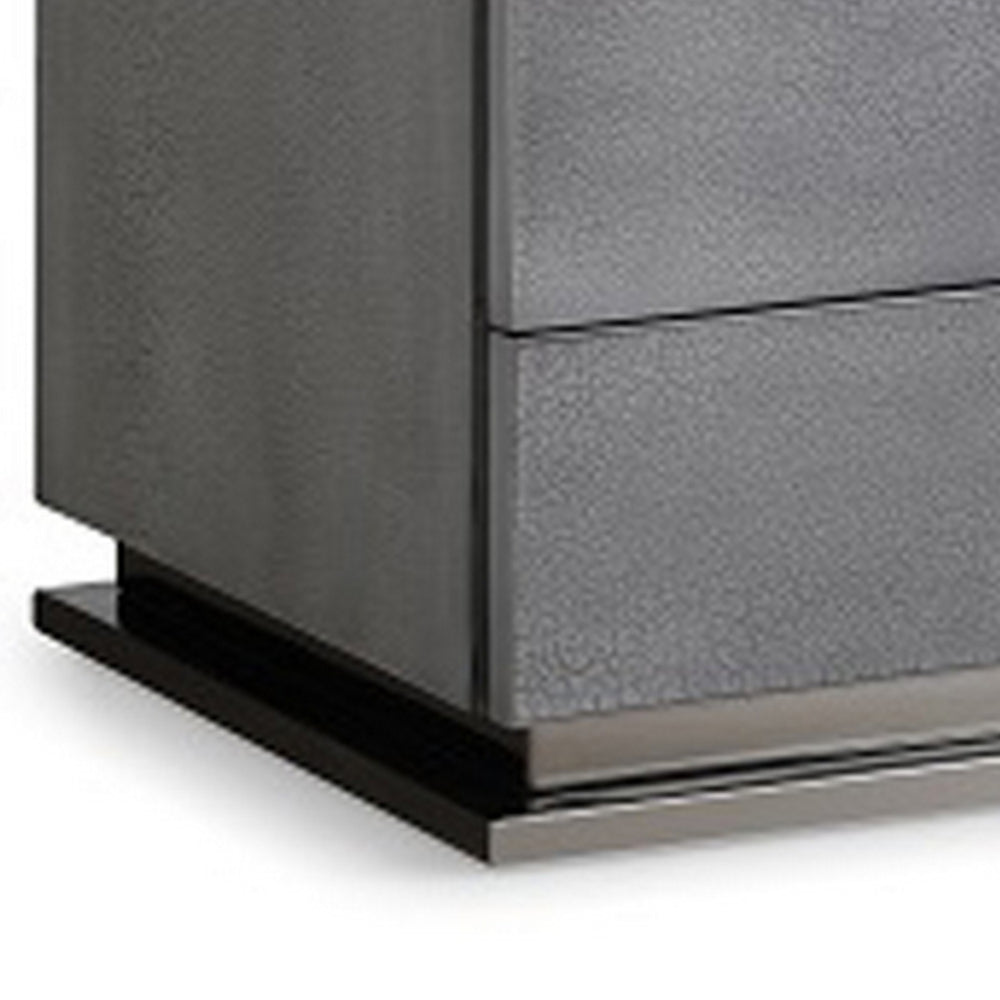 Cid Jely 24’ Nightstand 3 Drawers Crackled Lacquer Gray By Casagear Home BM301818