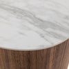 Cid Anay 27" Nightstand, Oval Faux White Marble, Walnut By Casagear Home