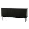 Cid Heli 63 Inch Sideboard Buffet Cabinet, 4 Slatted Doors, Metal Legs   By Casagear Home