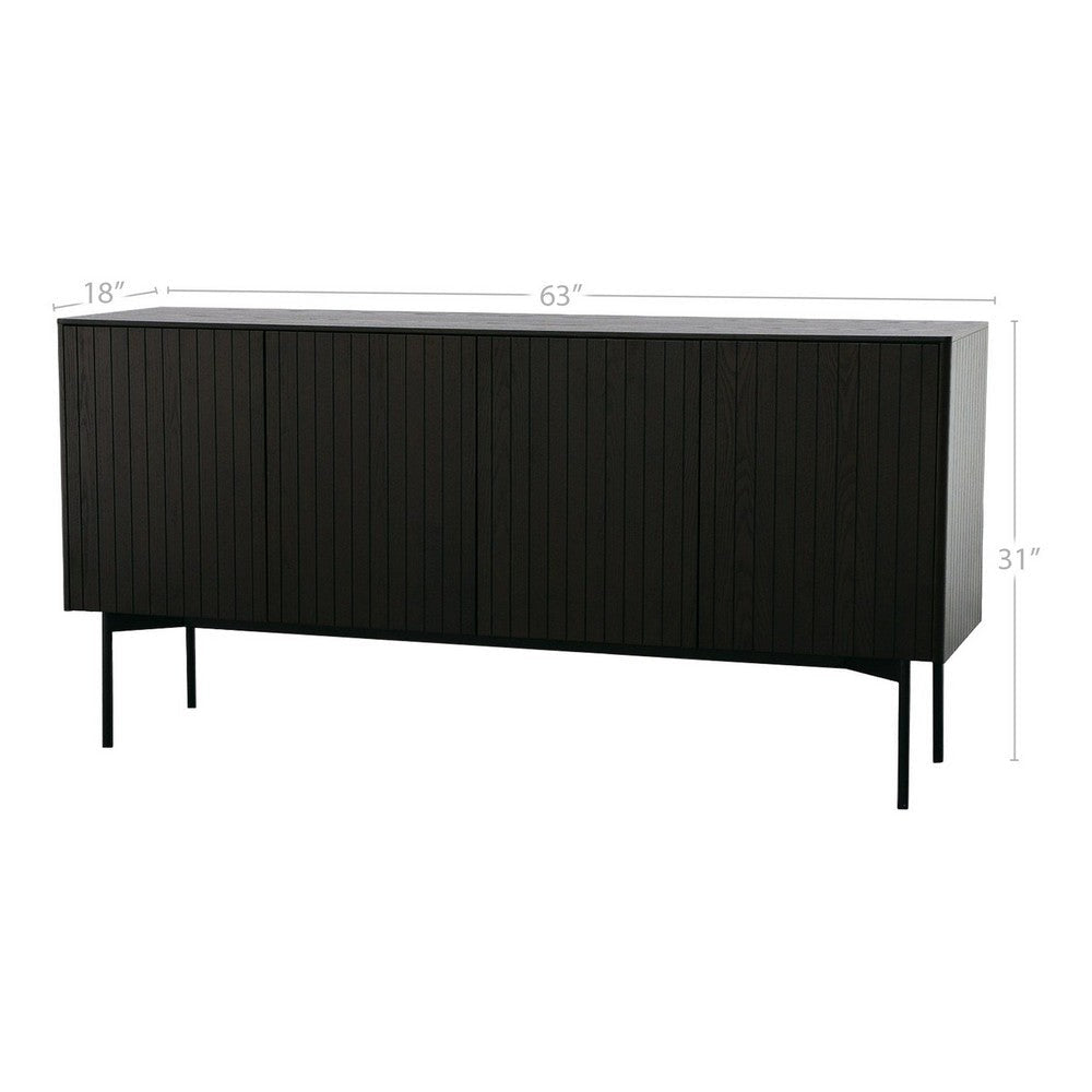 Cid Heli 63 Inch Sideboard Buffet Cabinet 4 Slatted Doors Metal Legs By Casagear Home BM301864