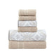 Oya 6pc Cotton Towel Set, Quatrefoil, White, Beige By The Urban Port By Casagear Home