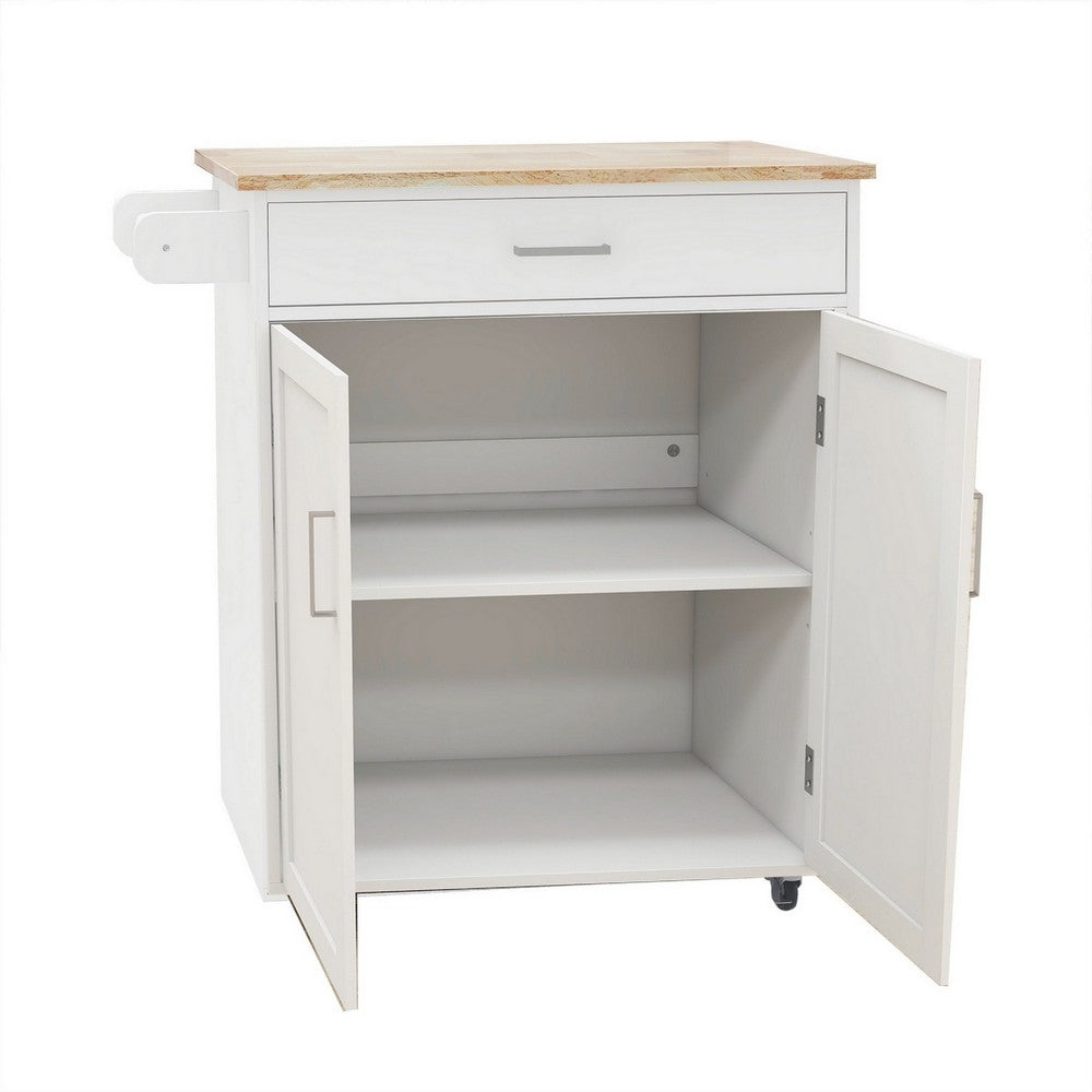 36" Kitchen Islend Towel Rack, Double Door Cabinet, White By Casagear Home