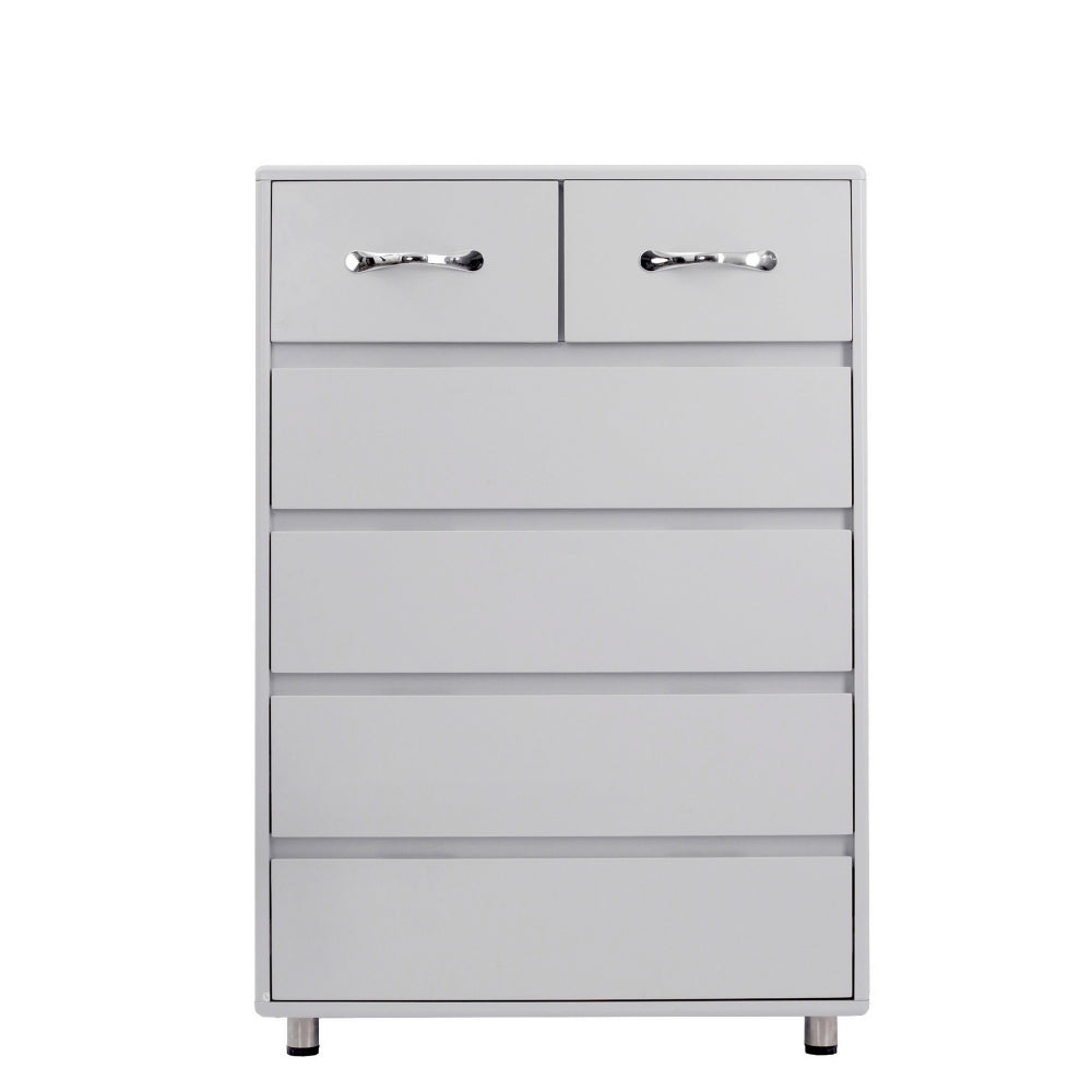 Jen 41" Tall Dresser, 6 Drawers, Inset Handles, Glossy Gray By Casagear Home