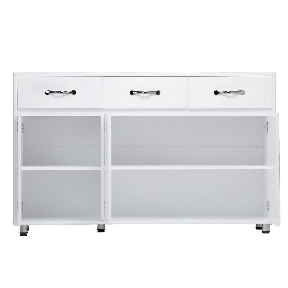 Jen 52 Inch Sideboard Buffet Console 3 Drawers 3 Cabinet Doors White By Casagear Home BM301999