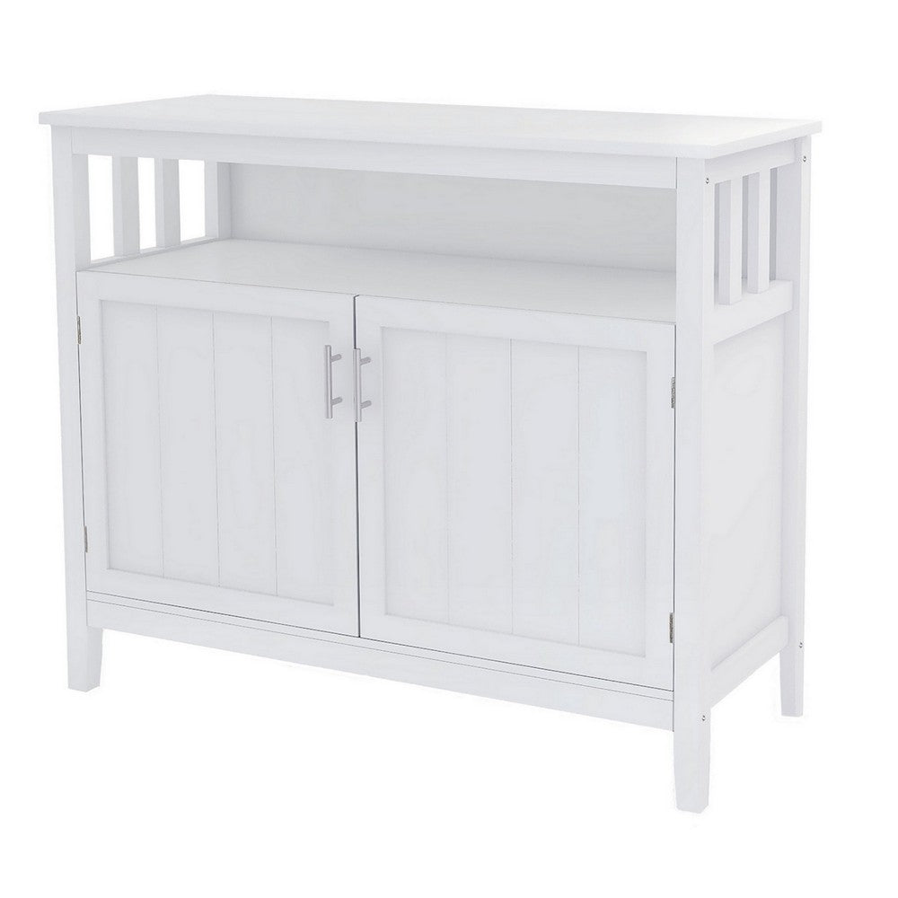 Zoh 40" Double Door Sideboard Console Cabinet, Shelf, White By Casagear Home