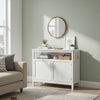 Zoh 40" Double Door Sideboard Console Cabinet, Shelf, White By Casagear Home