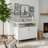 Zoh 40" Double Door Sideboard Console Cabinet, Shelf, White By Casagear Home