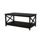 Hep 40’’ Coffee Table 1 Shelf Crossed Accent Frame Black By Casagear Home BM302005