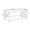 Hep 40’’ Coffee Table 1 Shelf Crossed Accent Frame Black By Casagear Home BM302005