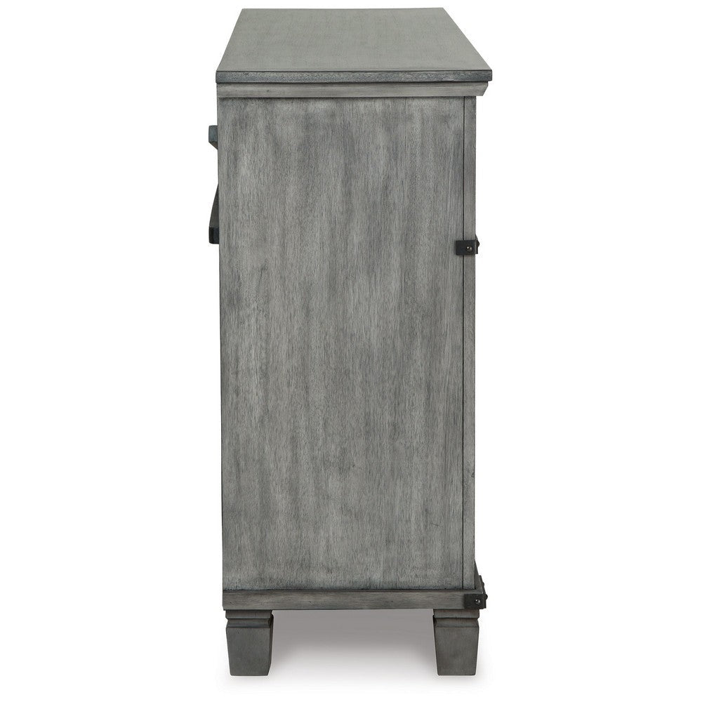 66 Inch Wide Wood Dresser with 7 Drawers Bar Handles Bun Feet Gray By Casagear Home BM302043