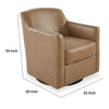 32 Inch Plush Swivel Accent Chair with Shelter Style Armrests Faux Leather By Casagear Home BM302046