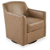 32 Inch Plush Swivel Accent Chair with Shelter Style Armrests Faux Leather By Casagear Home BM302046