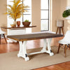 70-86 Inch Extendable Dining Table with Trestle Base 2 Tone Brown White By Casagear Home BM302048