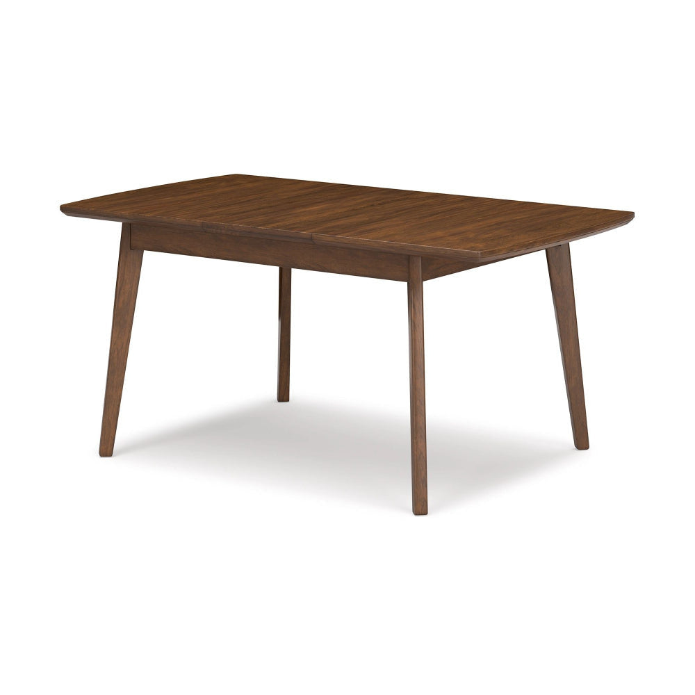 64 Inch Wood Extendable Dining Table with Tapered Legs Wood Grain Brown By Casagear Home BM302049