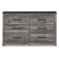 59 Inch Wide Dresser with 6 Drawers Metal Bar Handles Distressed Gray By Casagear Home BM302081