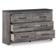 59 Inch Wide Dresser with 6 Drawers Metal Bar Handles Distressed Gray By Casagear Home BM302081