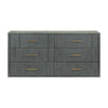 Cid Lime 63 Inch Wide Dresser Chest 6 Gliding Drawers Reeded Lines Gray By Casagear Home BM302107