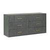 Cid Lime 63 Inch Wide Dresser Chest 6 Gliding Drawers Reeded Lines Gray By Casagear Home BM302107