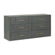 Cid Lime 63 Inch Wide Dresser Chest 6 Gliding Drawers Reeded Lines Gray By Casagear Home BM302107