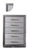 Reno 52 Inch Tall Dresser Chest Brushed Gray Wood Chrome Bracket Legs BM302135