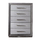 Reno 52 Inch Tall Dresser Chest, Brushed Gray Wood, Chrome Bracket Legs