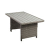 59 Inch Outdoor Aluminum Dining Table Gray Faux Wicker Slatted Surface BM302141