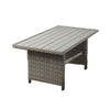 59 Inch Outdoor Aluminum Dining Table, Gray Faux Wicker, Slatted Surface