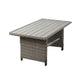 59 Inch Outdoor Aluminum Dining Table, Gray Faux Wicker, Slatted Surface