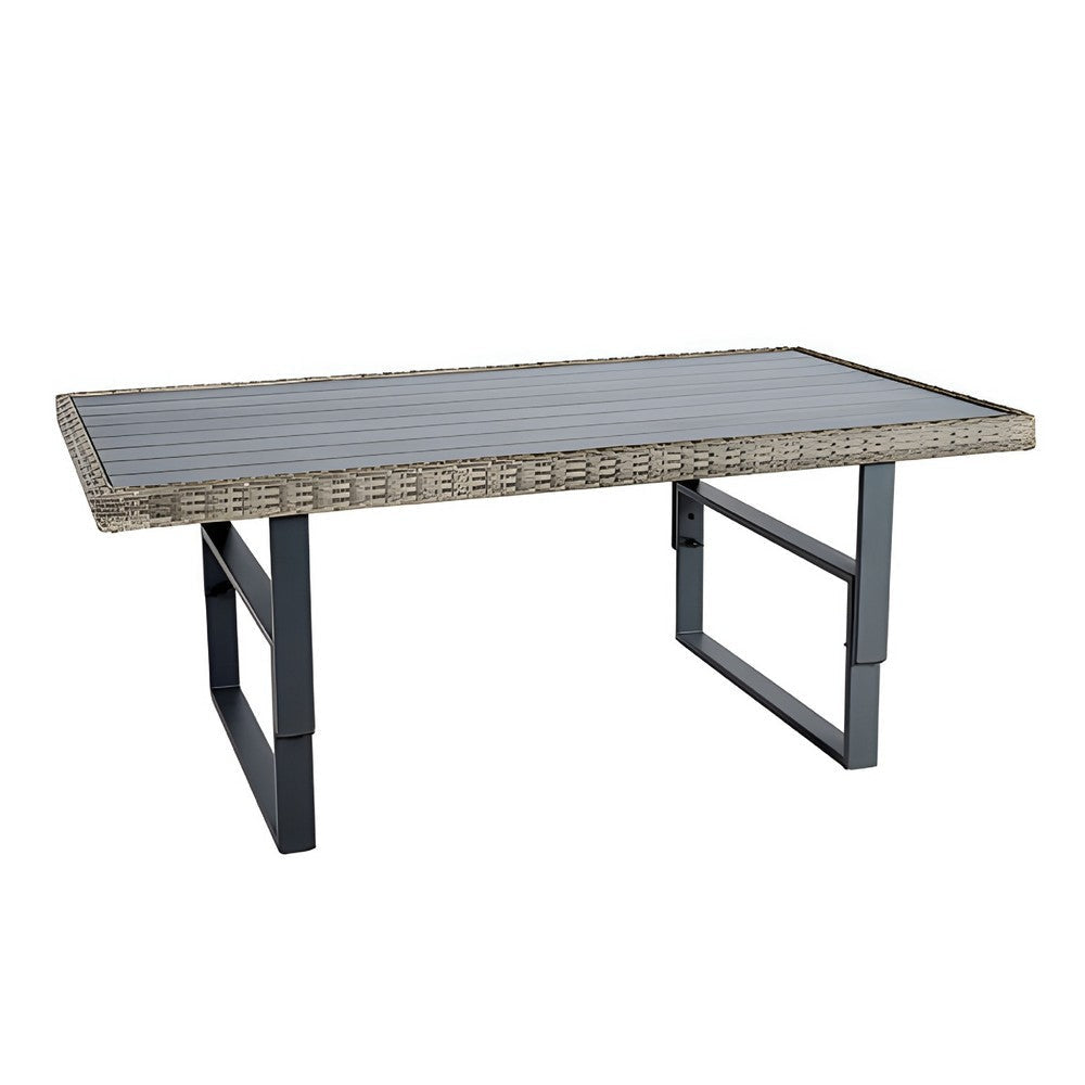 Foca 63 Inch Outdoor Rectangular Dining Table Adjustable Height Wicker BM302142