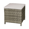 Foca 18 Inch Outdoor Square Ottoman, Set of 2, Gray Fabric, Faux Wicker