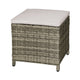 Foca 18 Inch Outdoor Square Ottoman, Set of 2, Gray Fabric, Faux Wicker