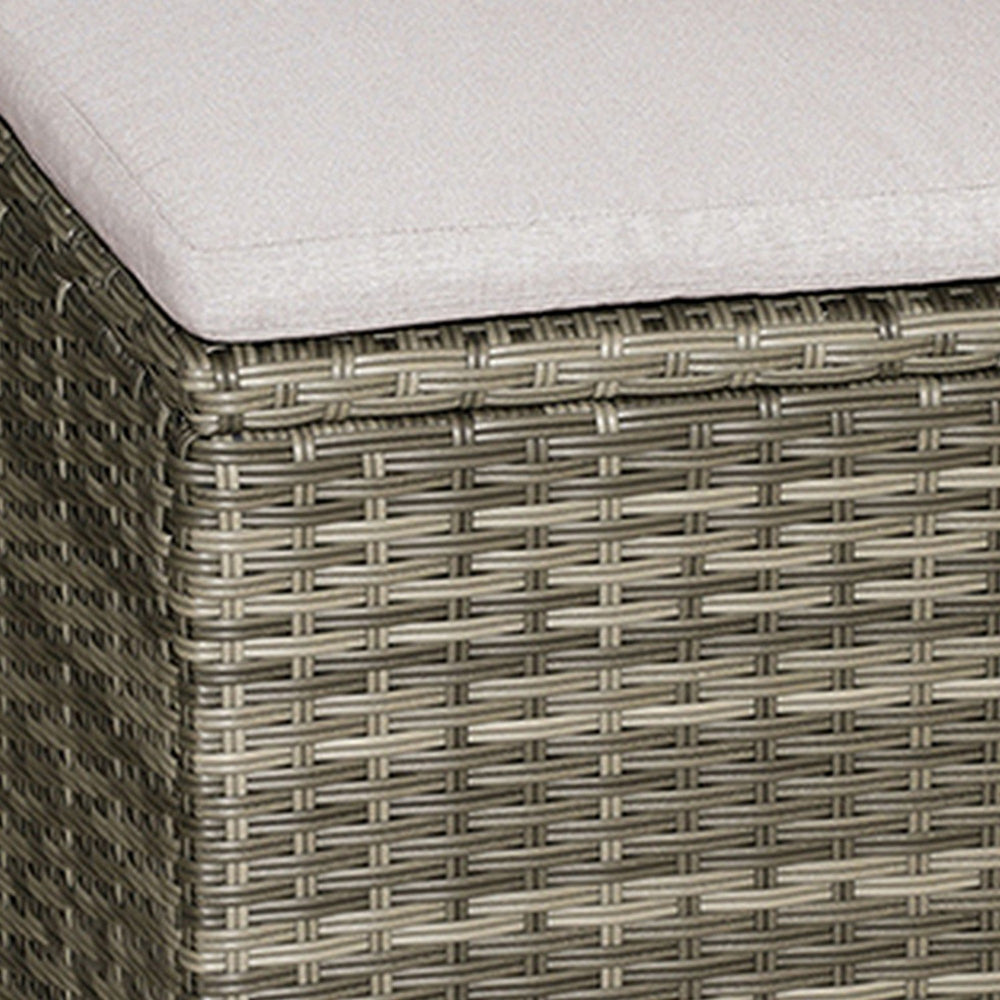 Foca 18 Inch Outdoor Square Ottoman Set of 2 Gray Fabric Faux Wicker BM302145